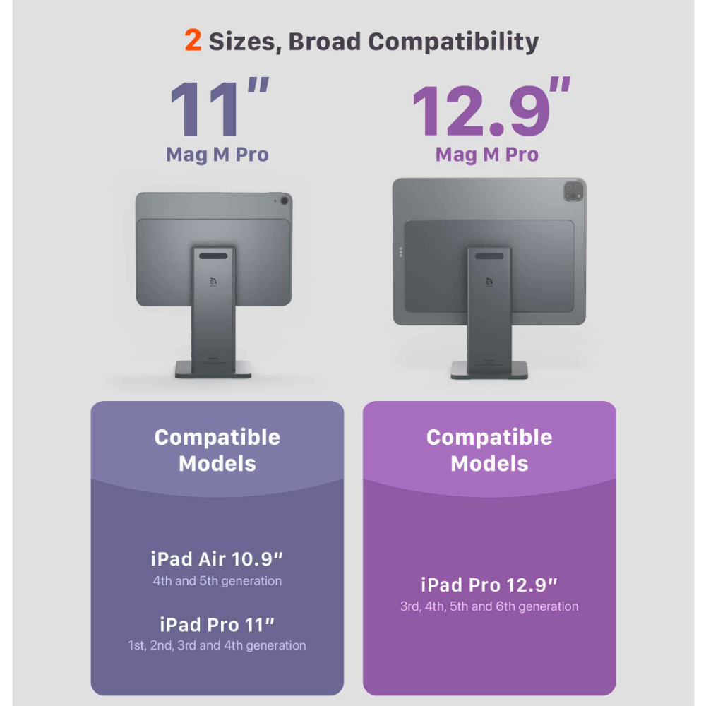 ADAM elements Mag M Pro Magnetic 8-in-1 iPad Stand Hub 11/USB 3.1 x2/HDMI 4K 60Hz/USB-C PD 60W input/SD 3.0/MicroSD 3.0/AUX