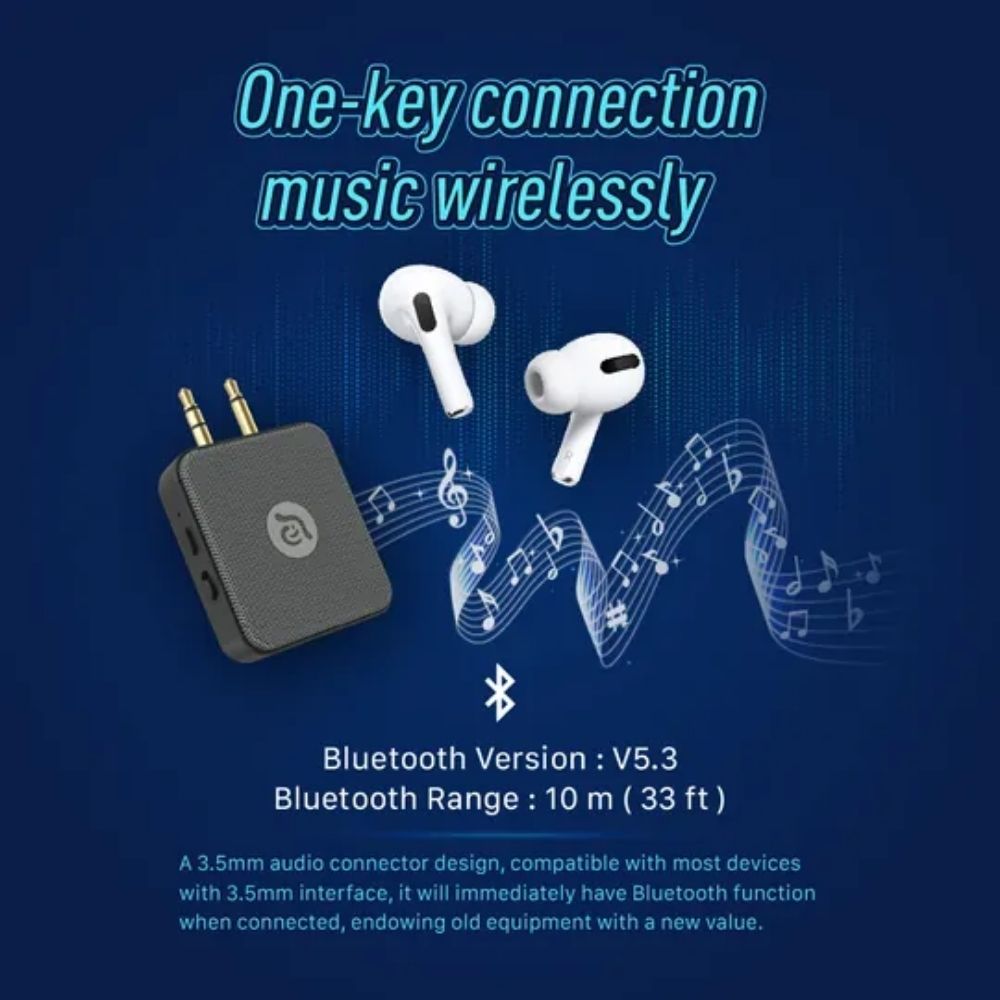 ADAM ELEMENTS EVE II Bluetooth Transmitter + Receiver - Wireless Audio Adapter w/Foldable Dual 3.5 mm AUX Plug for Nintendo Switch, TV, Home/Car Stereo, Airline in-Flight Systems