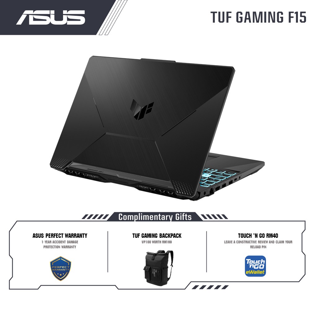ASUS TUF Gaming F15 FX506H-CHN366W Gaming Laptop (GRAPHITE BLACK) | i7-11800H | 8GB RAM 512GB SSD | 15.6''FHD (144Hz) | NVD RTX3050 4GB | Win11 | 2Y Warranty (Bag in Box)