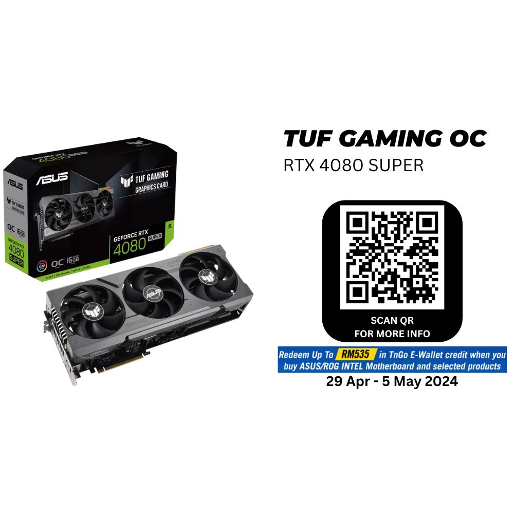 (FREE GIFT) Asus RTX 4080 SUPER 16GB GDDR6X 256Bit TUF Gaming OC VGA Graphics Card