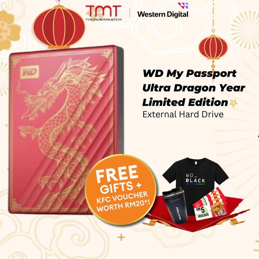 (FREE GIFT) WD My Passport Ultra Dragon Year Limited Edition Type-C External Hard Disk With Password