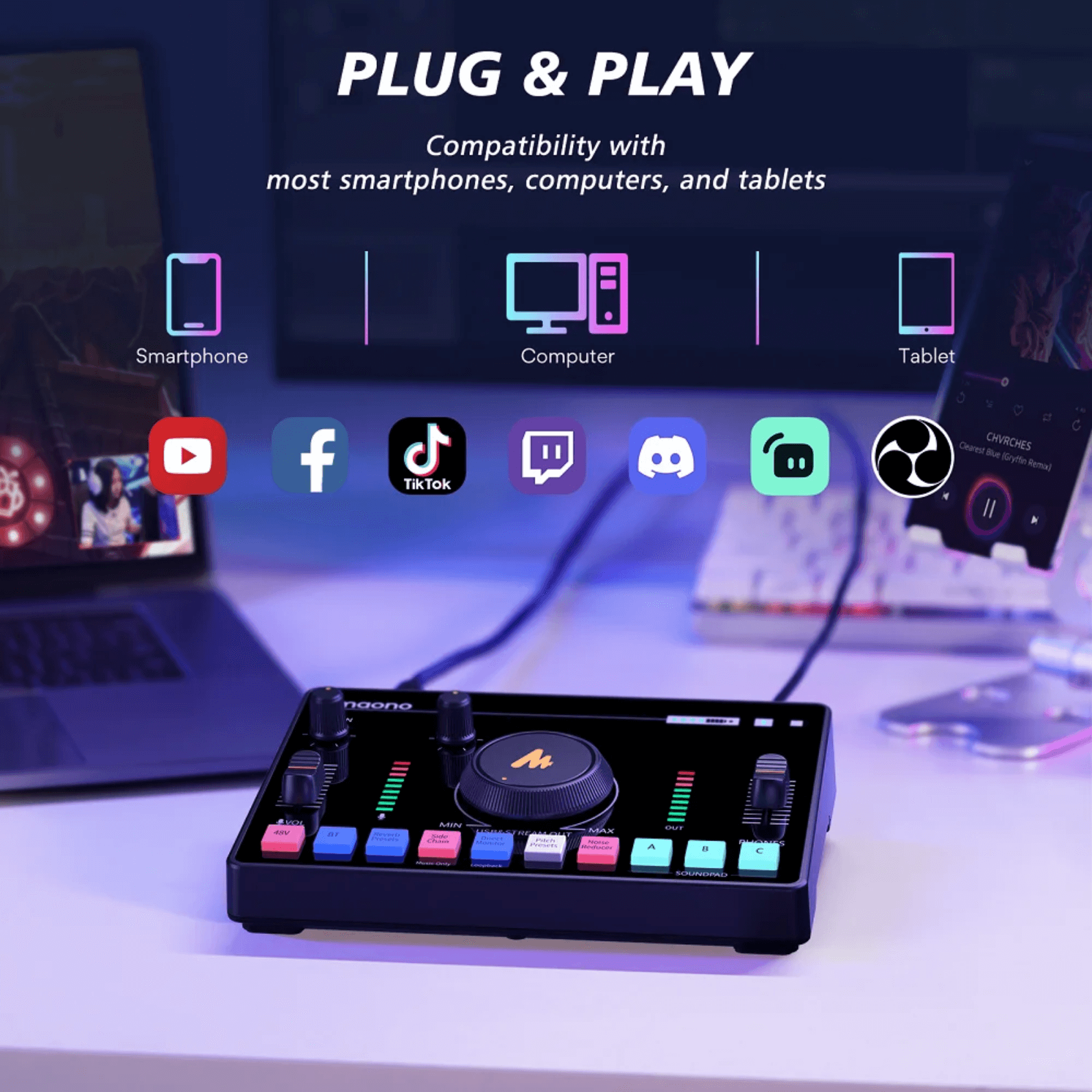 Maono AMC2 Neo One-Stop Streaming Audio Mixer & Sound Card AU-AMC2 NEO