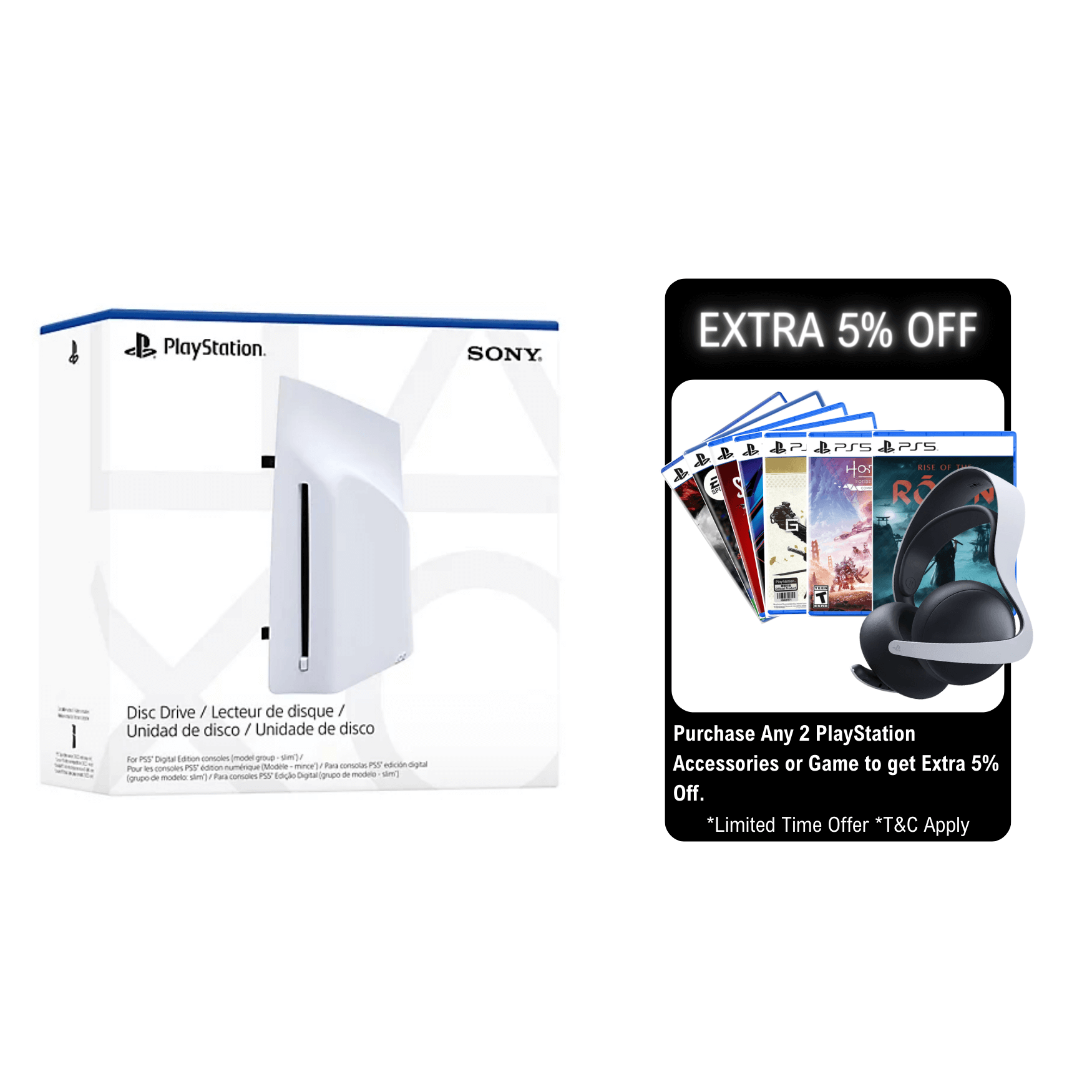 Sony PS5 Slim PlayStation 5 Slim Disc Drive For Digital Edition [PS5 ANY 2 5% OFF]