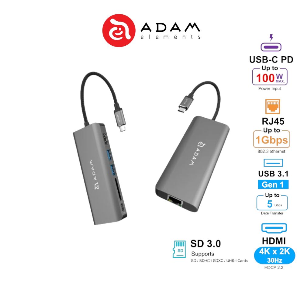 ADAM elements CASA HUB A01 USB-C 3.1 6 port Hub | PD 100W Input