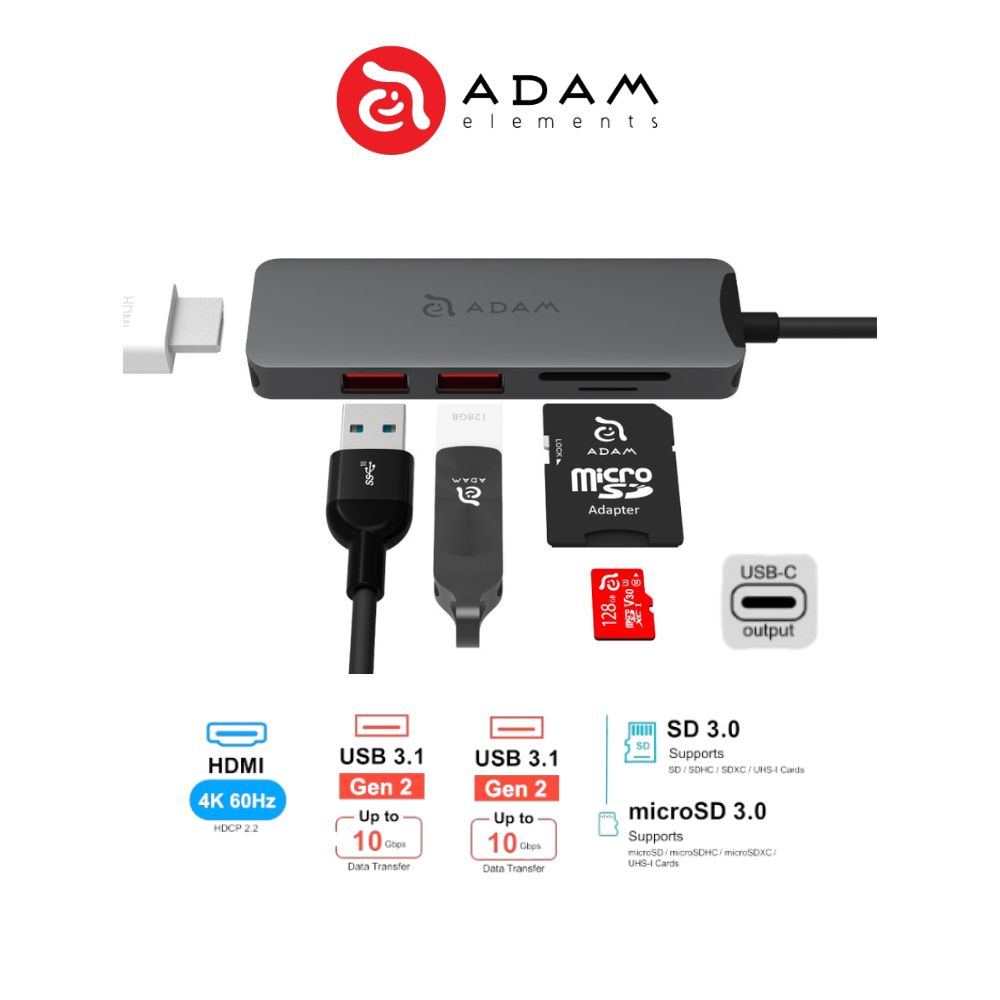 ADAM elements CASA Hub A05 USB-C 3.1 Gen 2 & 4K60Hz 5in1 Hub