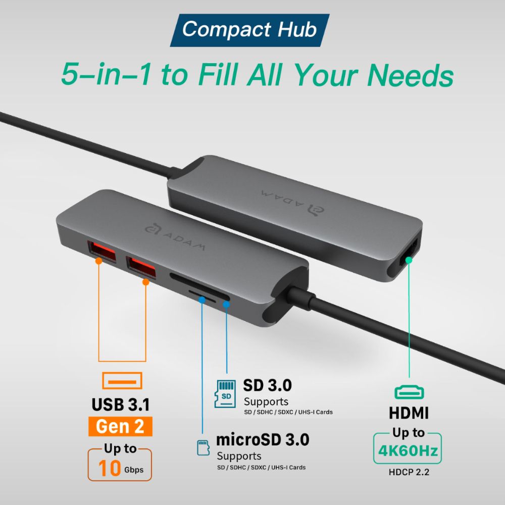 ADAM elements CASA Hub A05 USB-C 3.1 Gen 2 & 4K60Hz 5in1 Hub