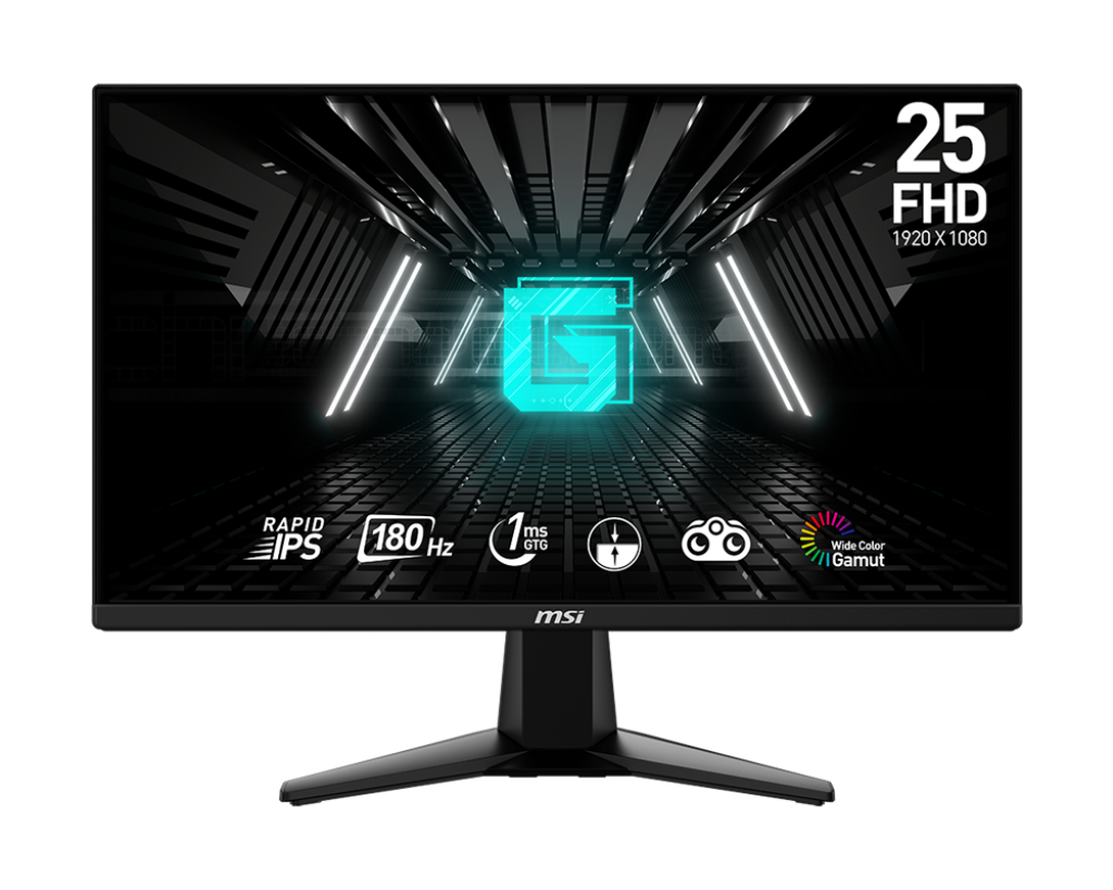 MSI G255F 24.5" Gaming Monitor | 1ms (GTG) | 180Hz | FHD (1920 x 1080) | Rapid IPS | HDMI & DP | sRGB 99% | Adaptive-Sync | 3Y Warranty