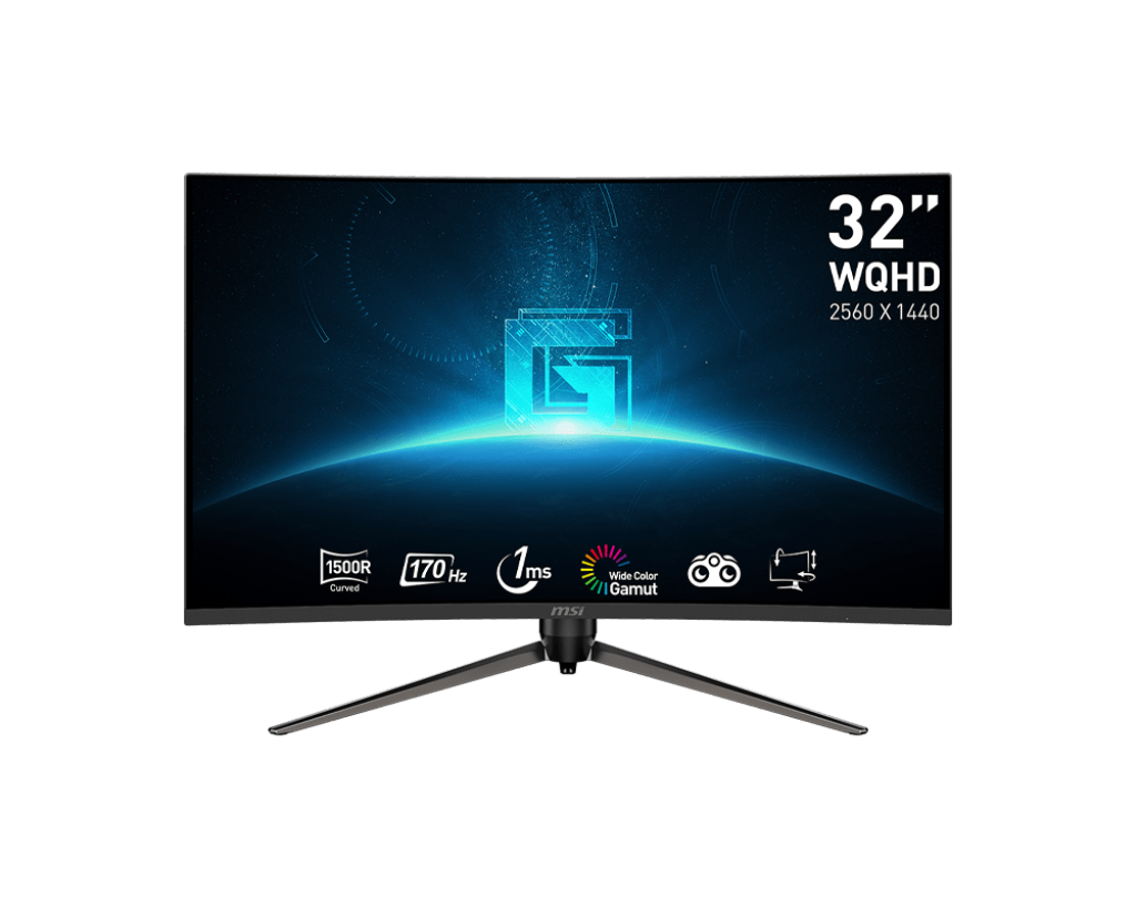 MSI G32CQ5P 31.5" Gaming Monitor | Curved 1500R | 1ms(MPRT) | 170Hz | 2560 x 1440 (WQHD/2K) | VA Panel | HDMI&DP | sRGB 115% | Adaptive-Sync | 3Y Warranty