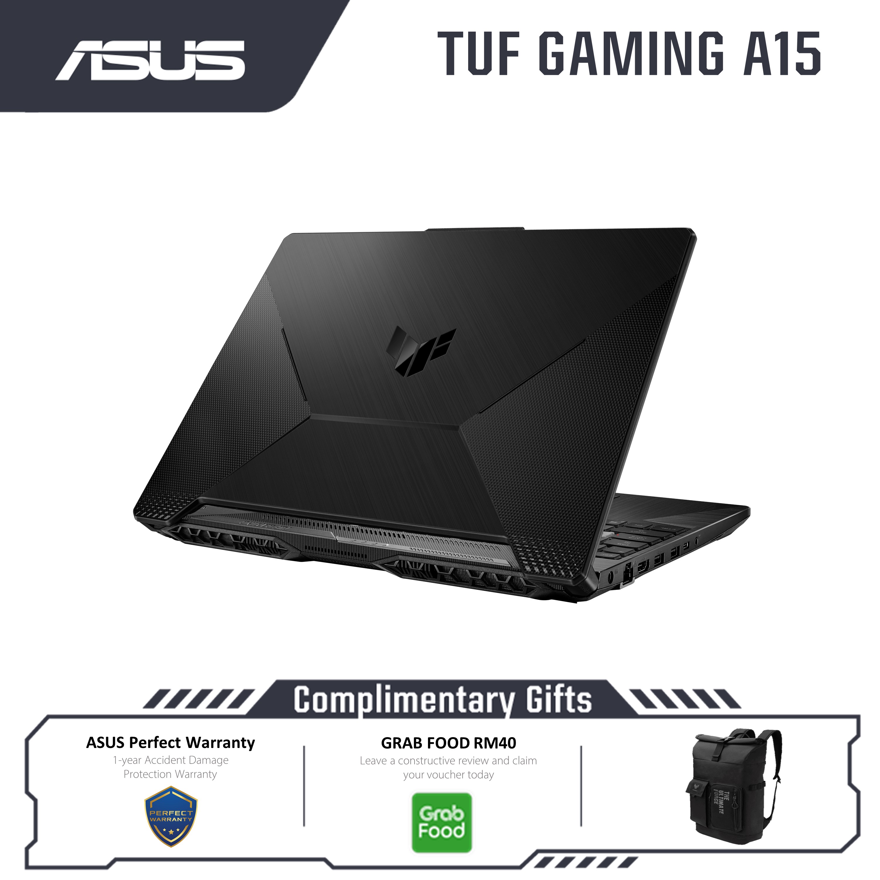 ASUS TUF Gaming A15 FA506N-CHN168W Gaming Laptop Graphite Black | AMD Ryzen 5-7535HS | 16GB RAM 512GB SSD | RTX3050 4GB | 15.6''FHD (144Hz) | Win11 | 2Y Warranty