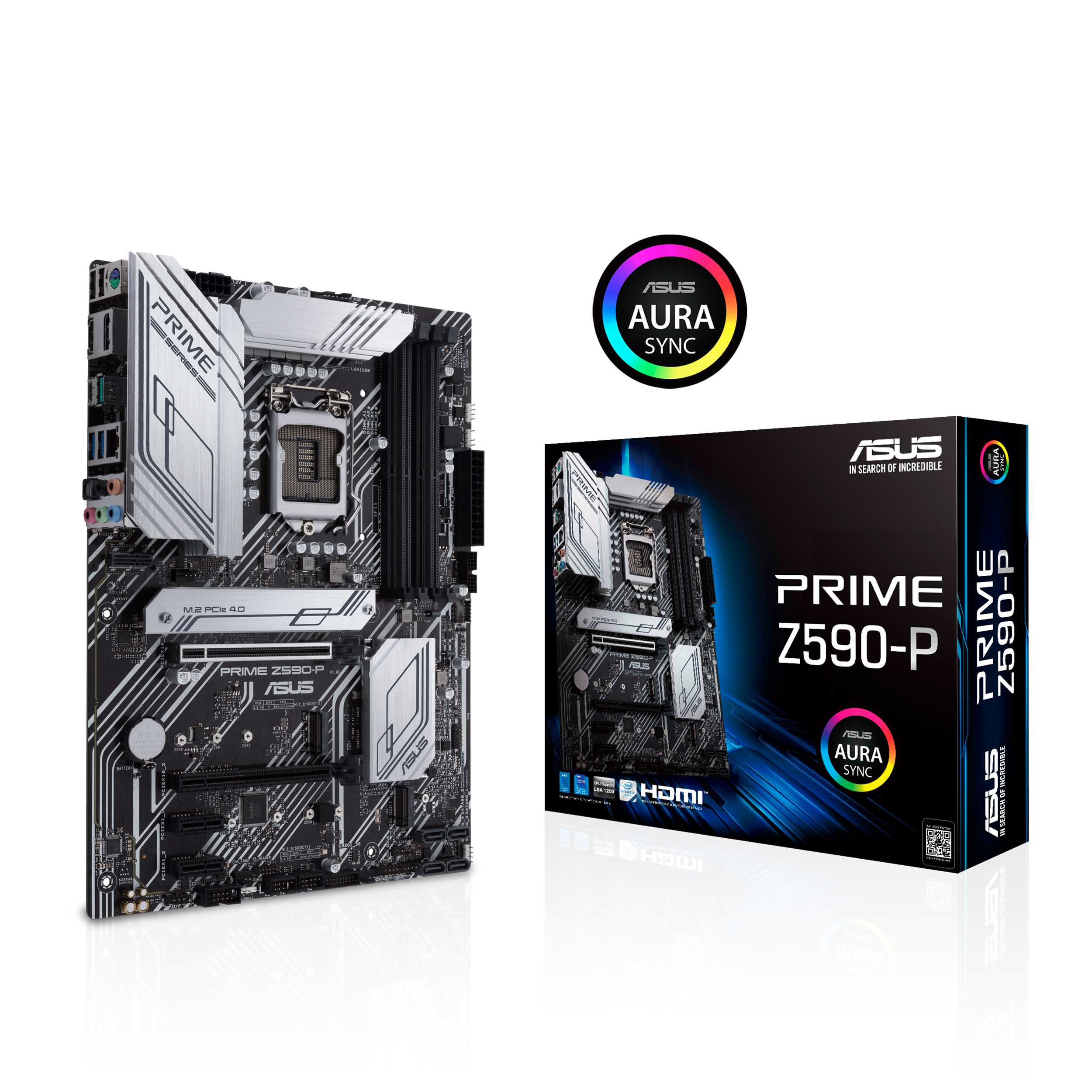 Asus LGA1200 Intel Z590 PRIME Z590-P ATX Motherboard | WHITE | 4*DDR4 | 3*M.2 SATA,PCIe NVMe | 6*SATA III