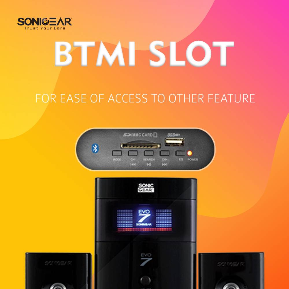 SonicGear EVO 7 BTMI Speaker | Black | 2.1 | 40w | 2 Mic Input | SD Card | USB | FM | Bluetooth
