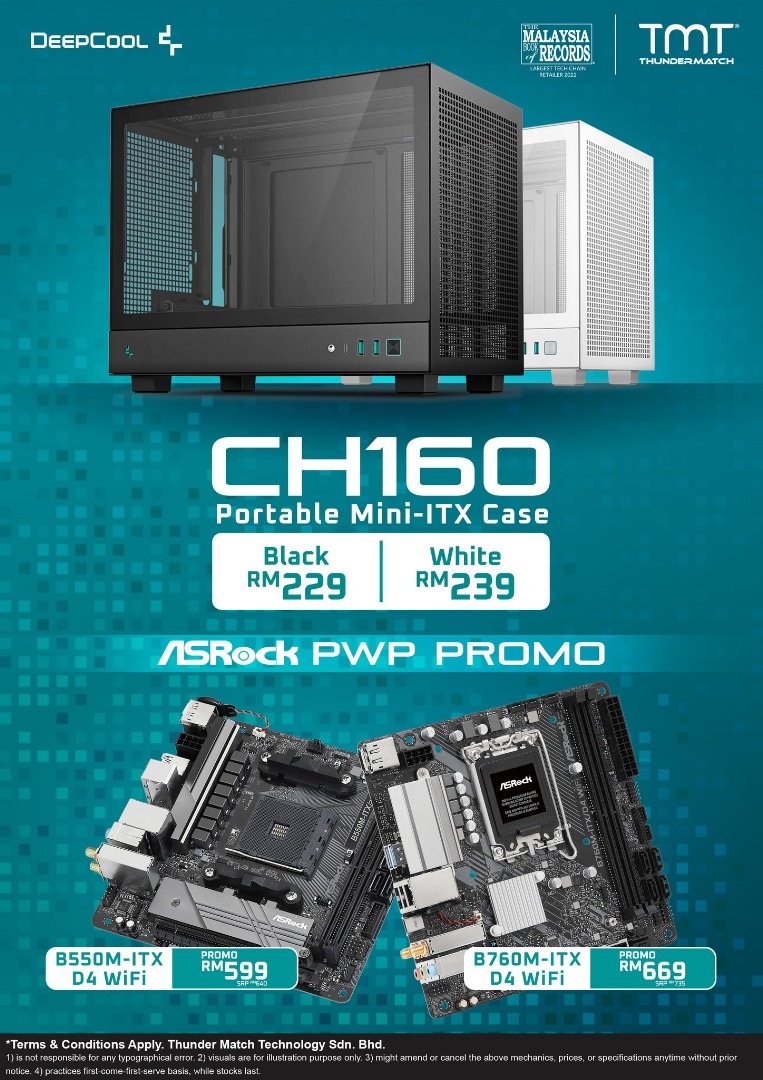 Deepcool CH160 Portable Mini-ITX Casing ( Black / White ) | PC Desktop Casing