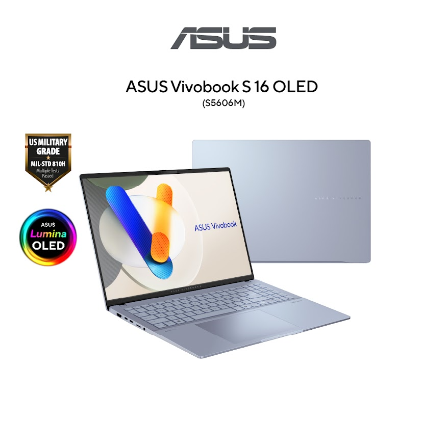 ASUS Vivobook S S5606M-AMX176WS/AMX178WS AI PC Laptop | Intel EVO Core Ultra 5-125H | 16GB RAM 512GB SSD | 16.0" 3.2K (3200 x 2000) OLED 120Hz | Intel Arc | RGB Keboard | MS Office H&S 2021 | Win11 | 2Y Warranty