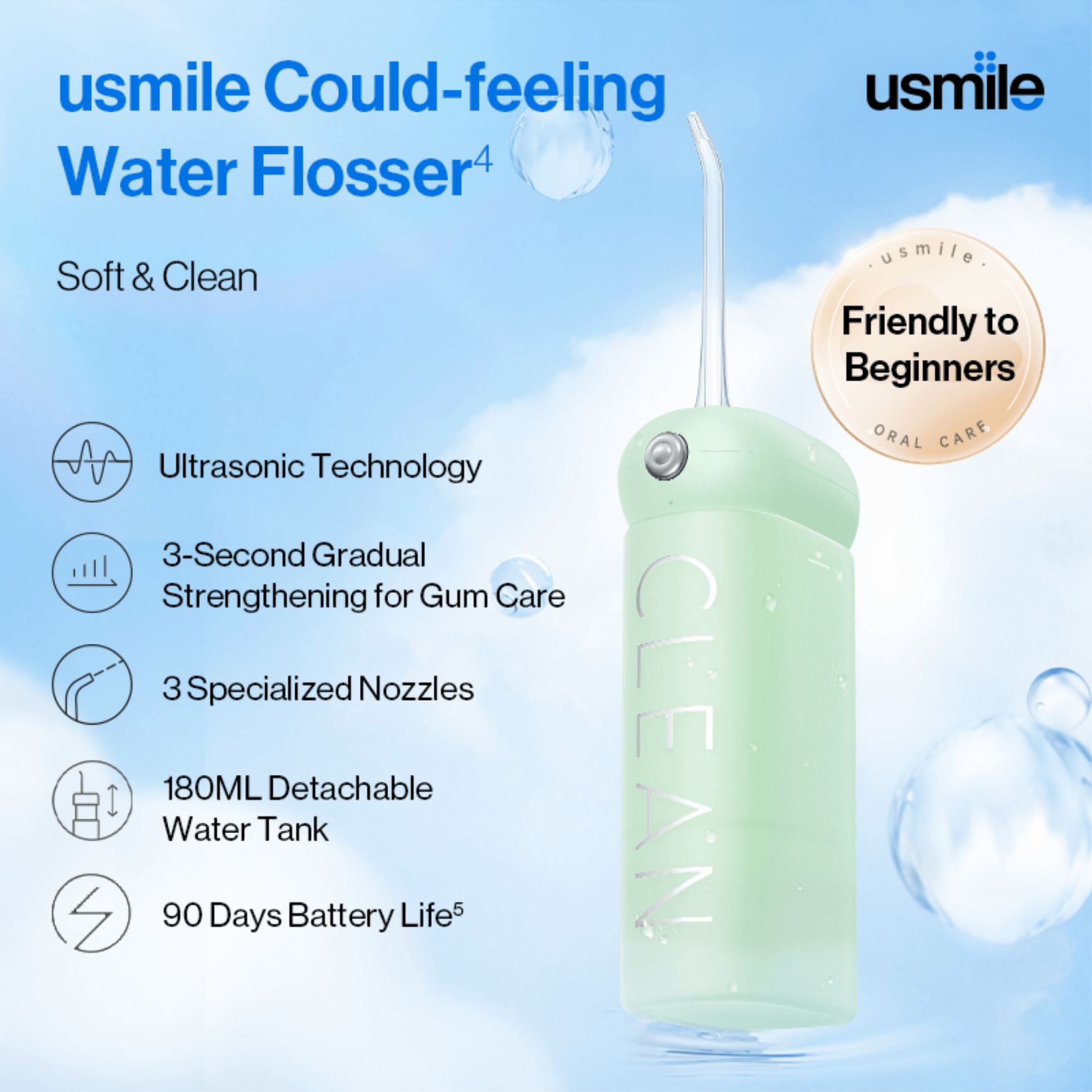 usmile CY1 Soft Clean Water Flosser Ultrasonic Oral Irrigator | Thunder ...