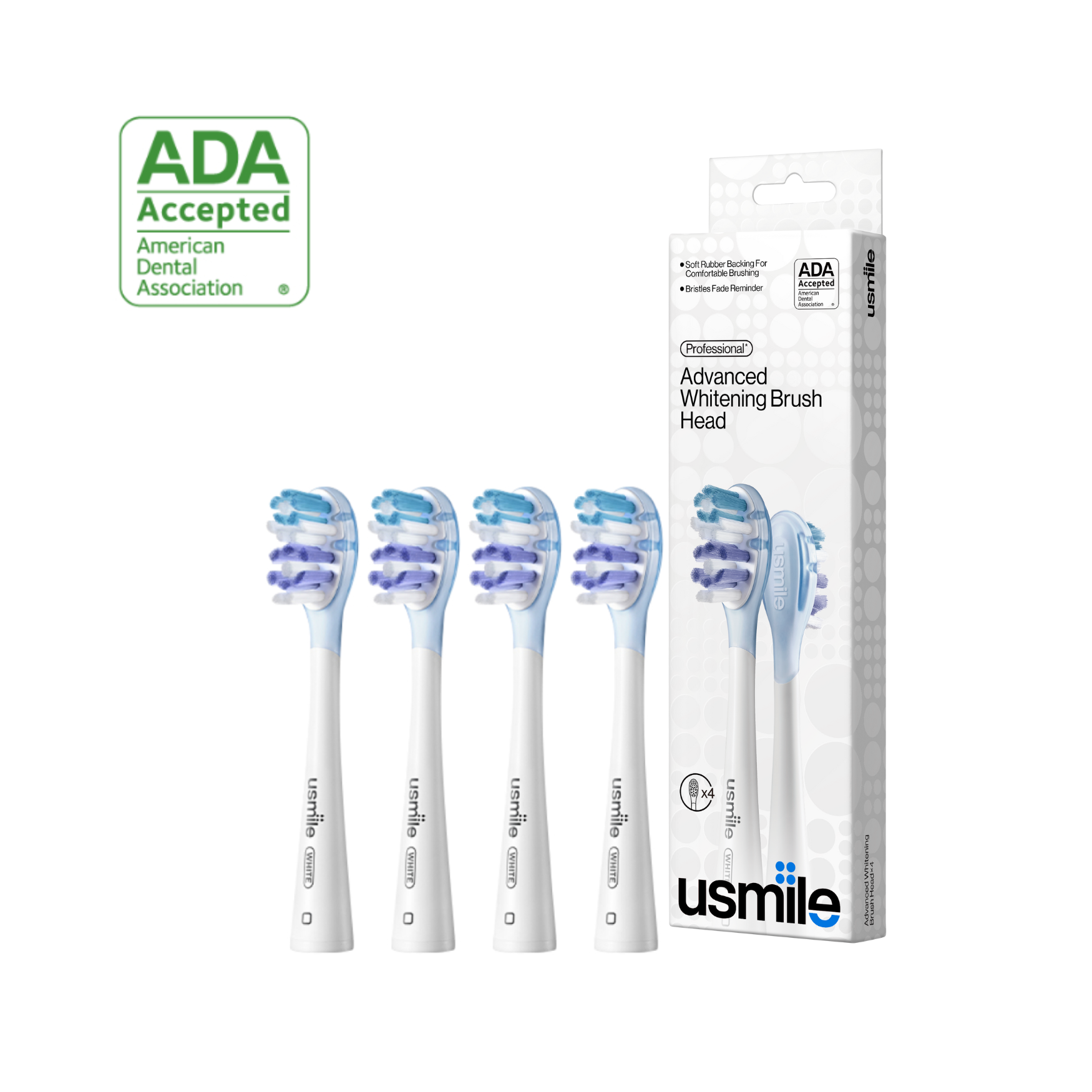 usmile Electric Toothbrush Head Set Cushioned White Series - 4 pcs