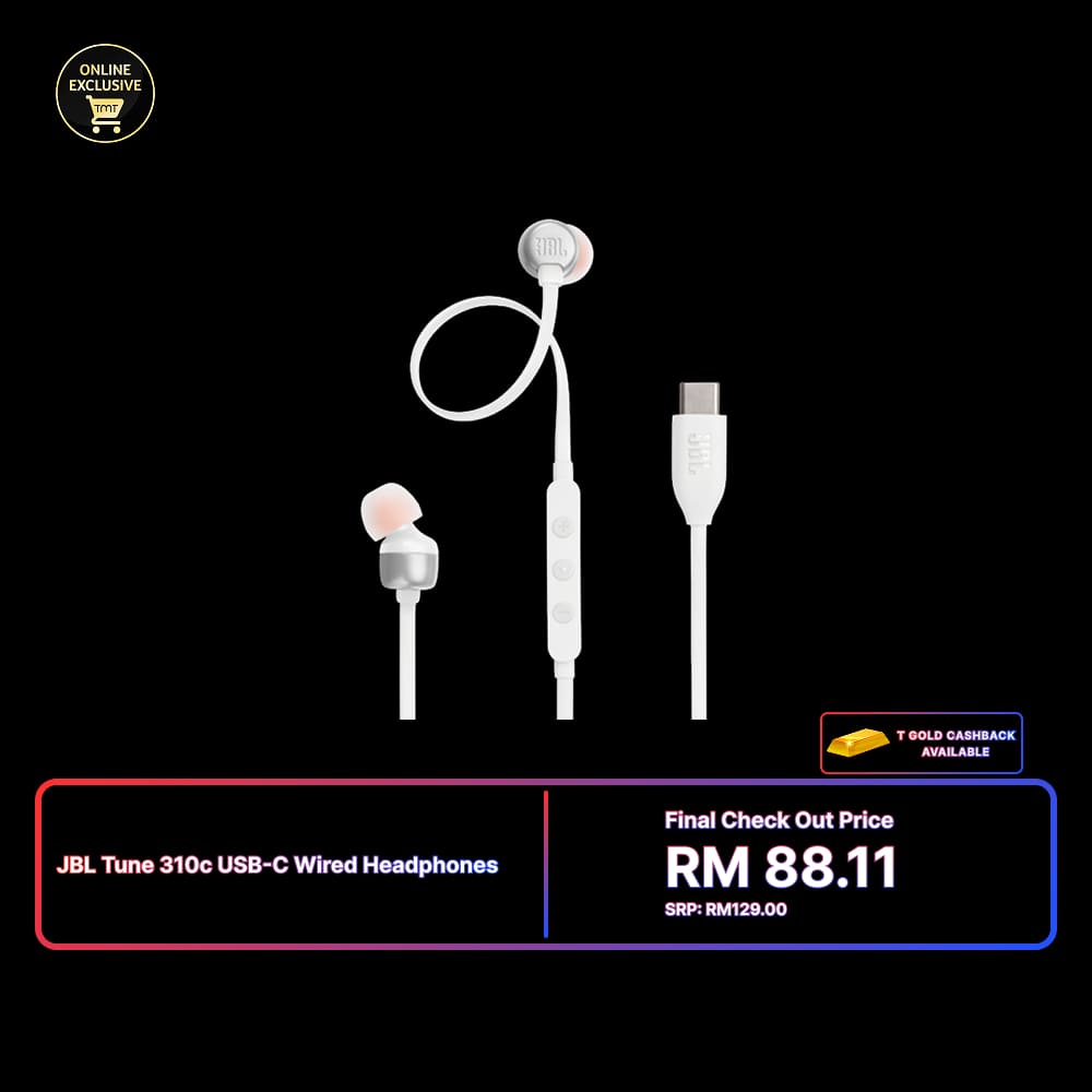 JBL Tune 310c USB-C Wired Hi-Res In-Ear Headphones