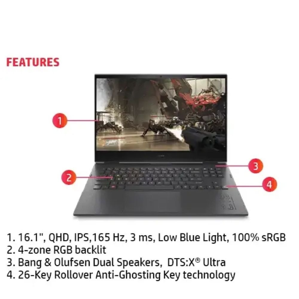 HP OMEN 16-b0074TX 4N0T4PA Gaming Laptop | i7-11800H | 16GB RAM 512GB SSD | 16.1"QHD 165Hz | NVIDIA® GeForce RTX™ 3070 | 4Z RGB | W10 | BAG