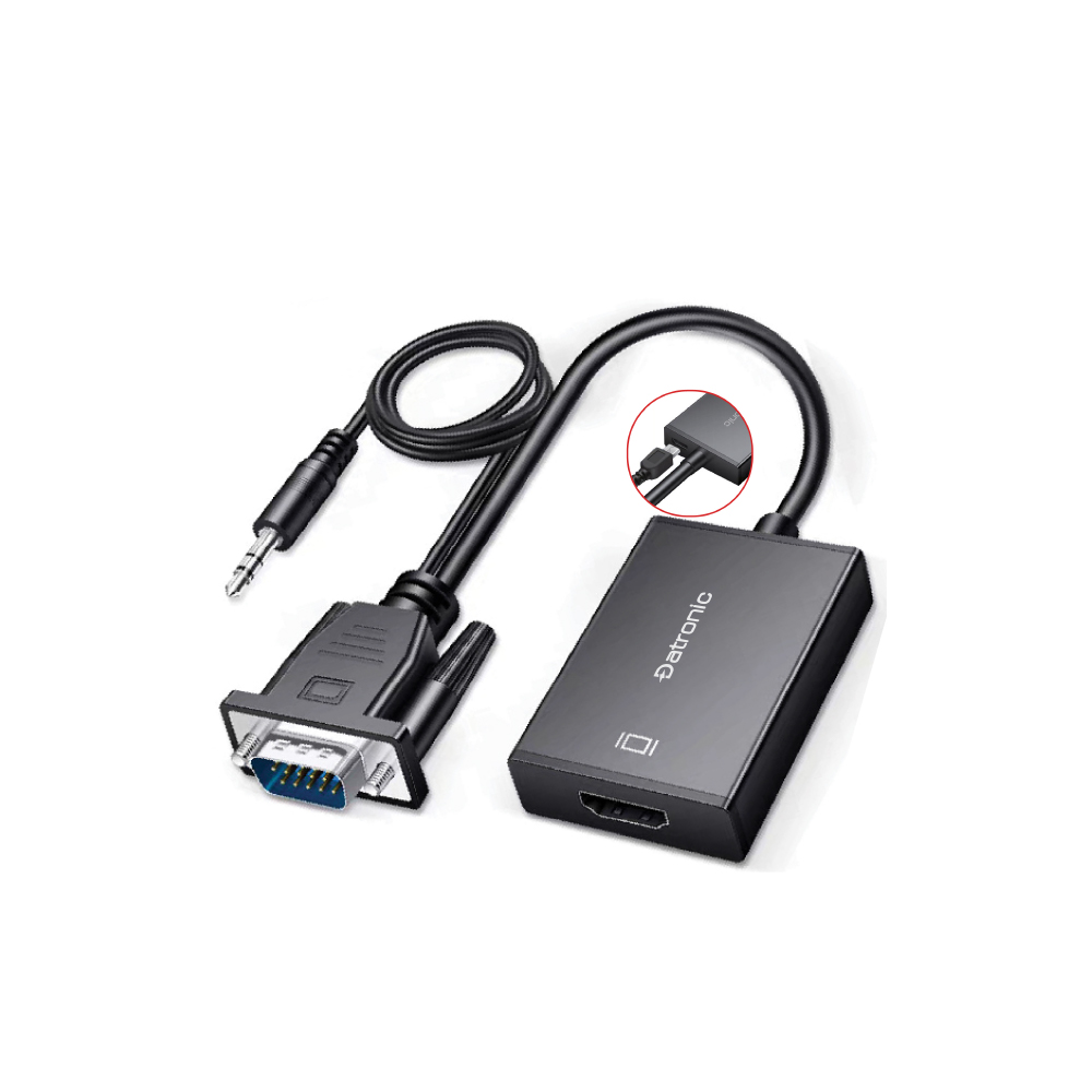 Datronic VGA to HDMI Adapter with Audio + Power Port (DVGA-107)