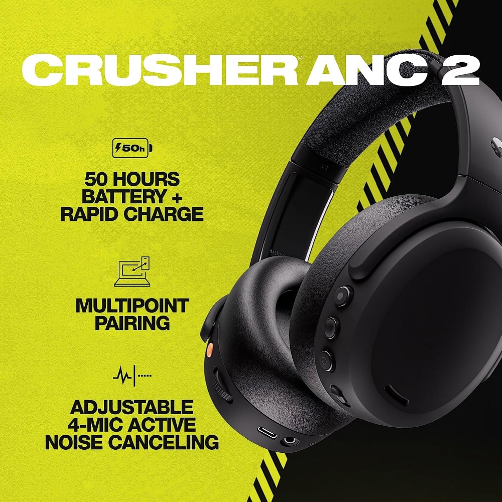 (Hot Deals) Skullcandy Crusher ANC 2 Evo Sensory Bass Headphones - Black [Open Seal]