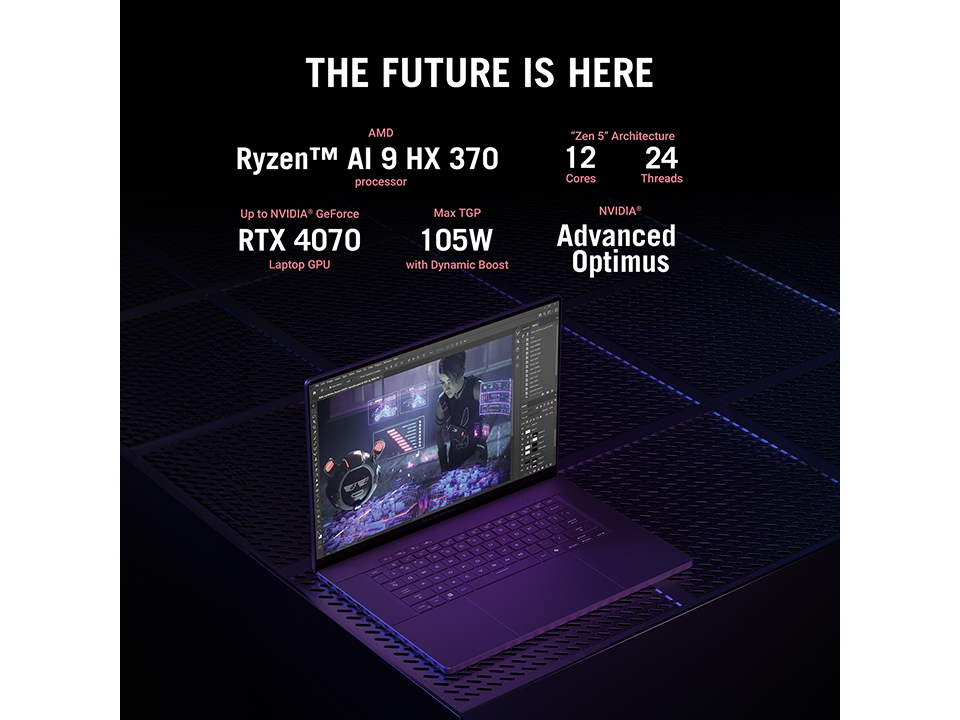 Asus ROG Zephyrus G16 GA605W-VQR035W / GA605W-VQR037W Gaming Laptop | AMD Ryzen AI 9 HX 370 | NVD RTX4060