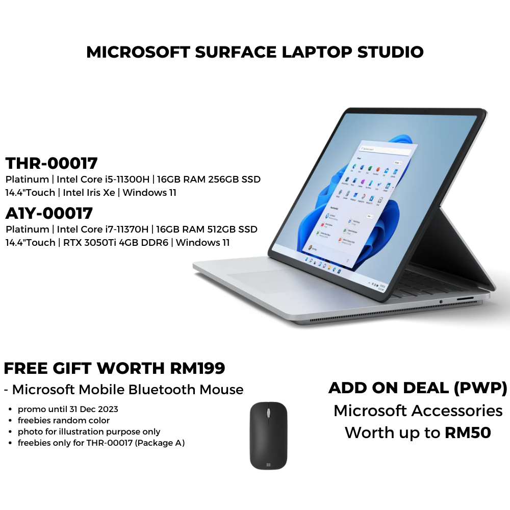 [CLEARANCE] Microsoft Surface Laptop Studio Platinum | 1 Year Warranty | Windows 11