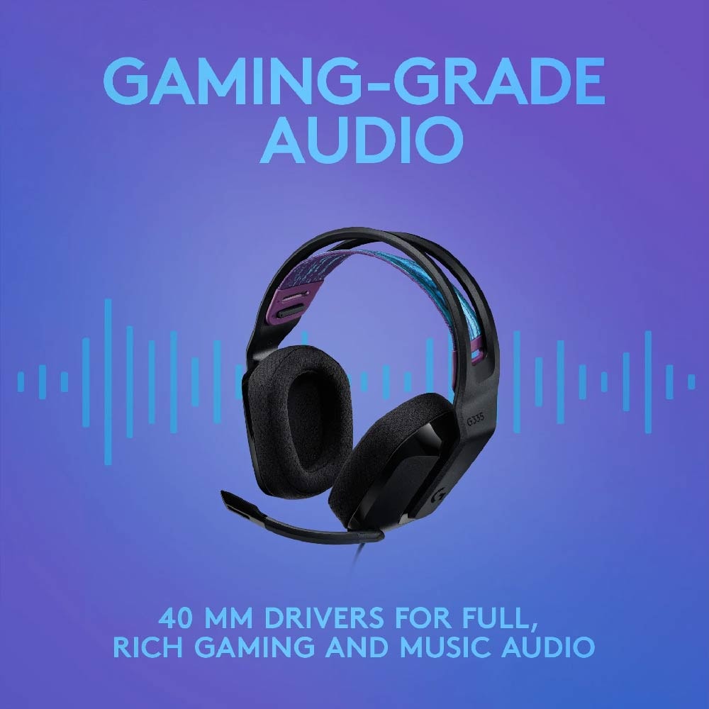 Logitech G335 Wired Gaming Headset | Flip to Mute Microphone