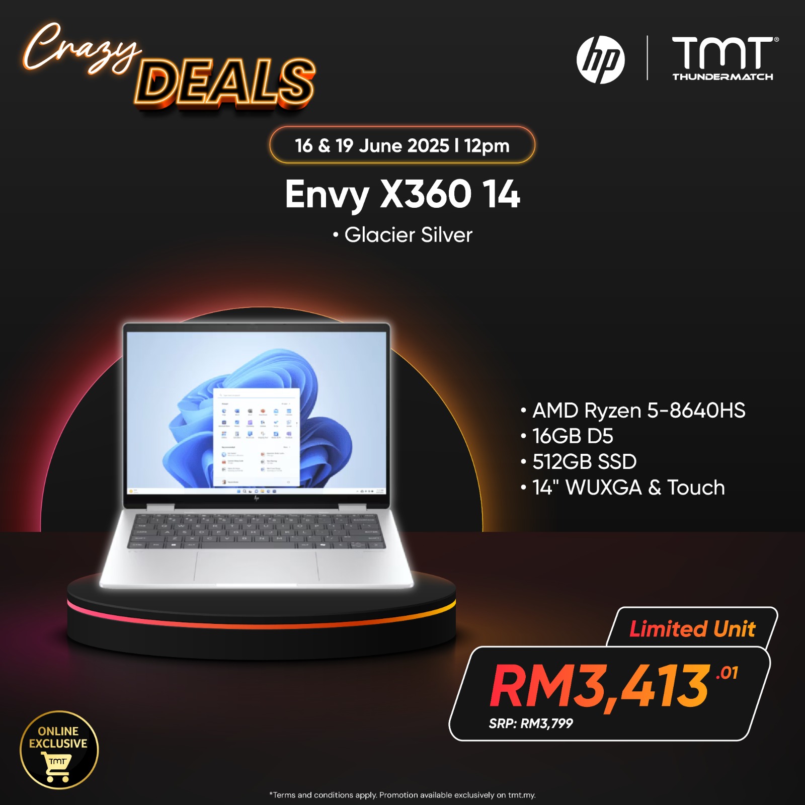 HP Envy X360 14-fa0057AU/fa0058AU 2 in 1 Laptop | AMD Ryzen 5-8640HS