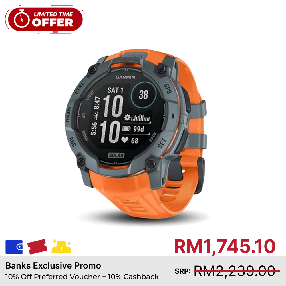 Garmin Instinct 3 Solar Rugged GPS Smartwatch