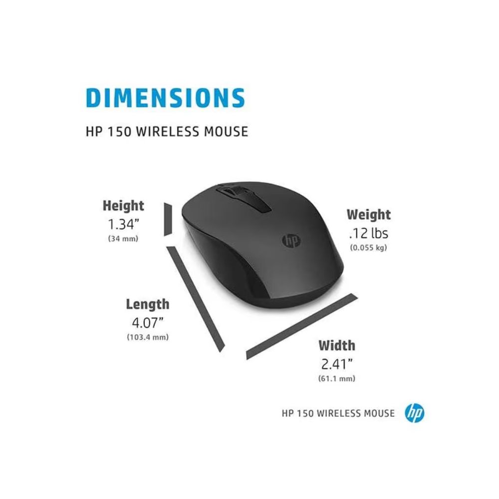 HP Wireless Mouse 150 | 1600 DPI | 2.4Ghz (259L1AA) | 1 Year Warranty