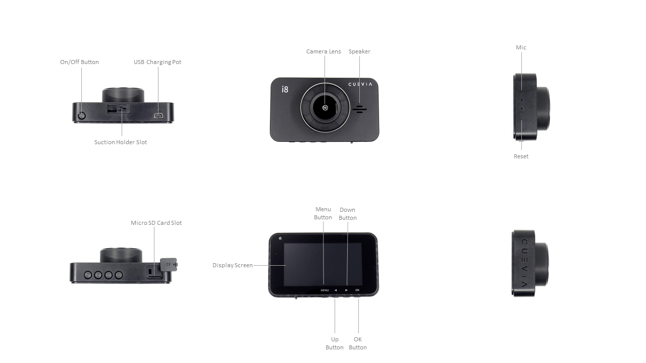 Cuevia I8 Car Dash Camera with Full HD1080P Video Resolution