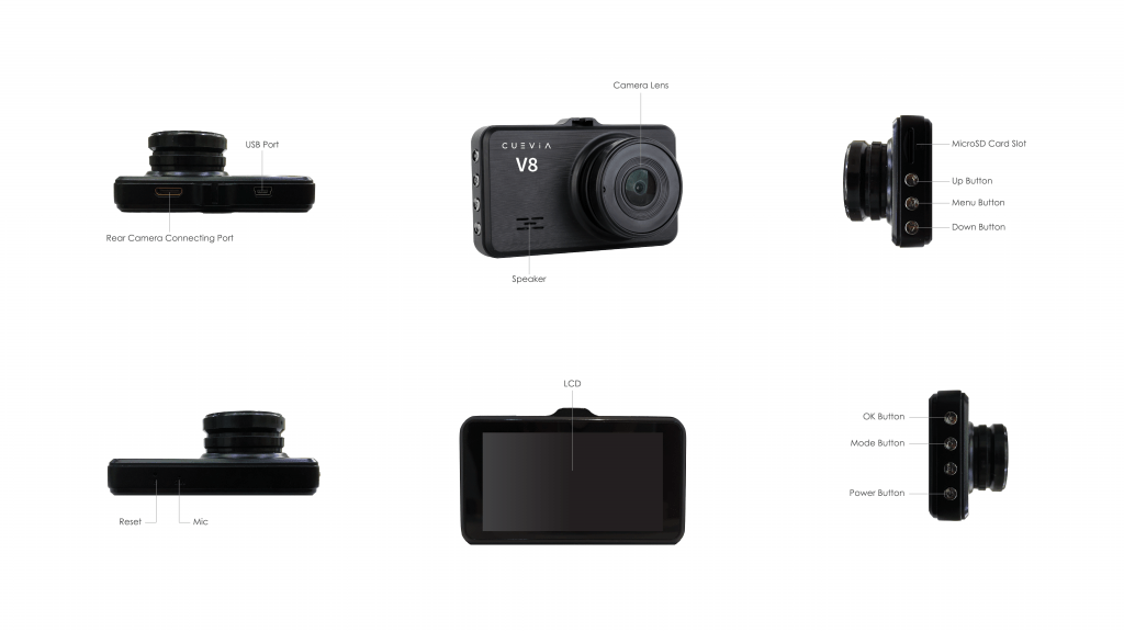 Cuevia V8 Dash Camera with Dual Channel Full HD 1080P