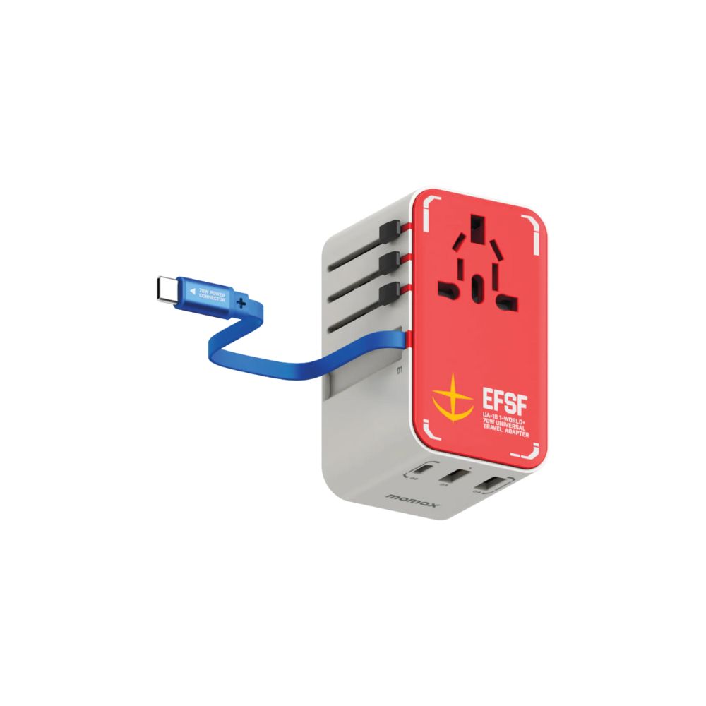 Momax x Gundam 1-World 3 Port Travel Charger with Built-in USB-C Cable