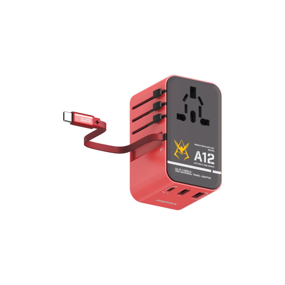 Momax x Gundam 1-World 3 Port Travel Charger with Built-in USB-C Cable