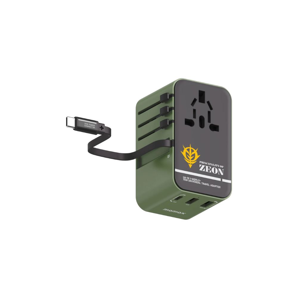 Momax x Gundam 1-World 3 Port Travel Charger with Built-in USB-C Cable