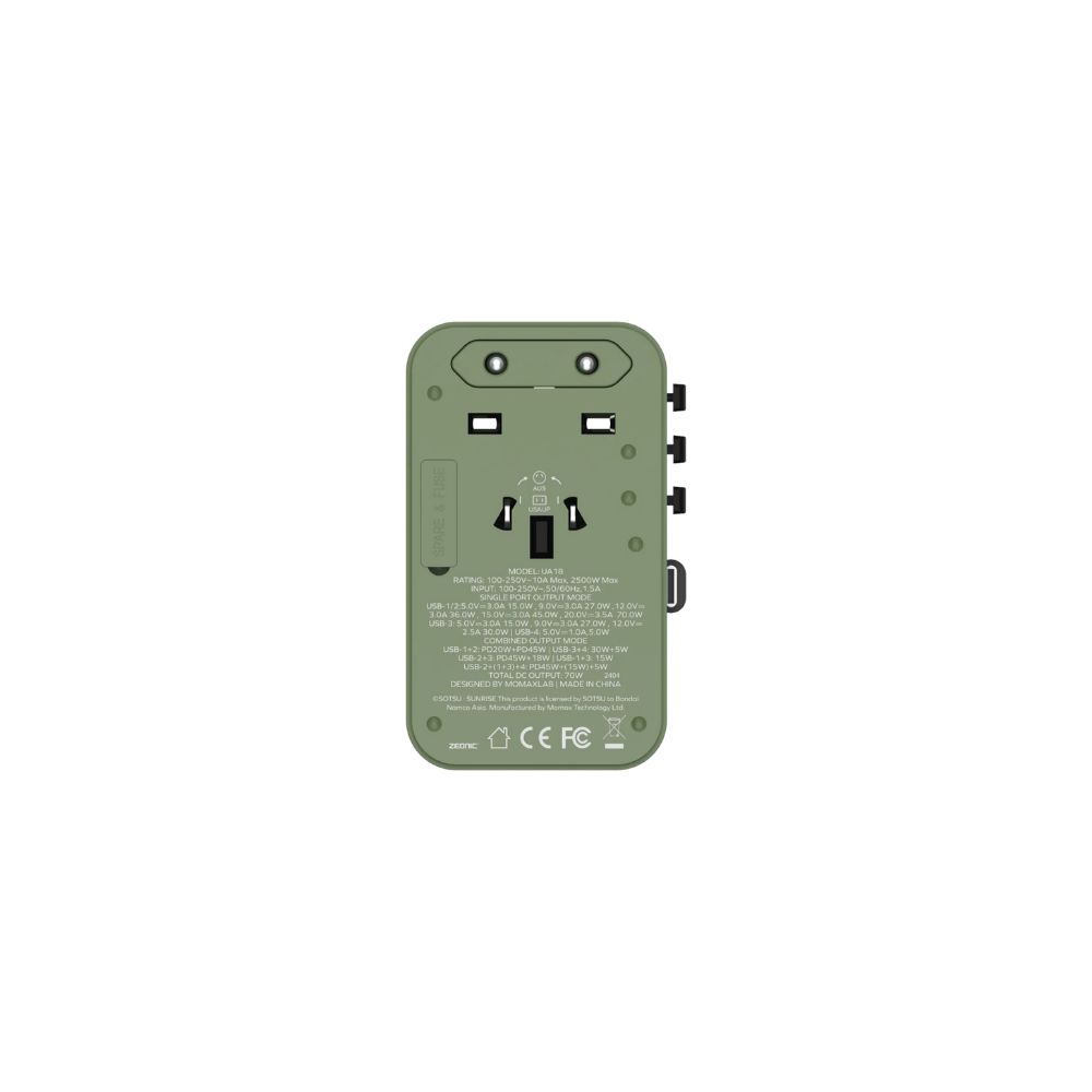 Momax x Gundam 1-World 3 Port Travel Charger with Built-in USB-C Cable