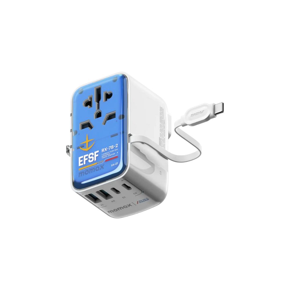 Momax x Gundam 1-World Flow 4 Port Travel Charger with Built-in Cable