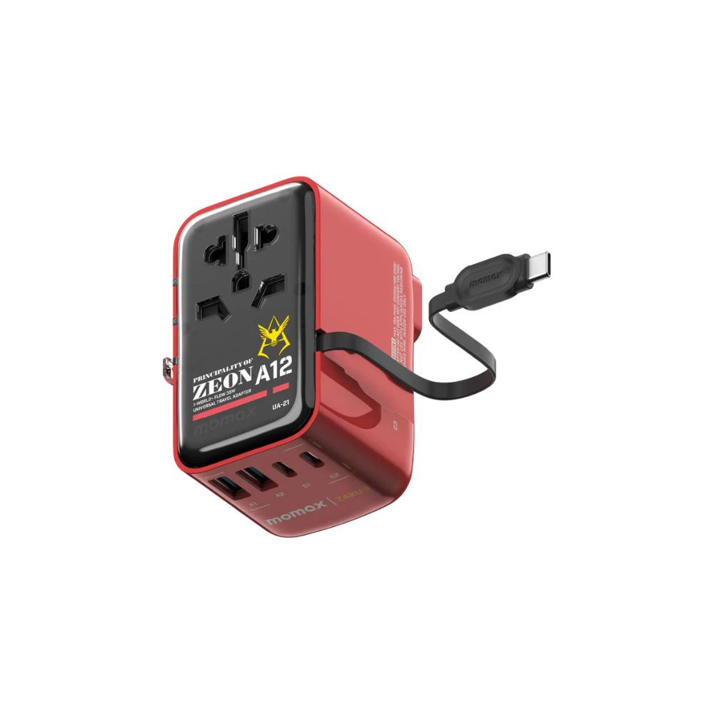 Momax x Gundam 1-World Flow 4 Port Travel Charger with Built-in USB-C Cable
