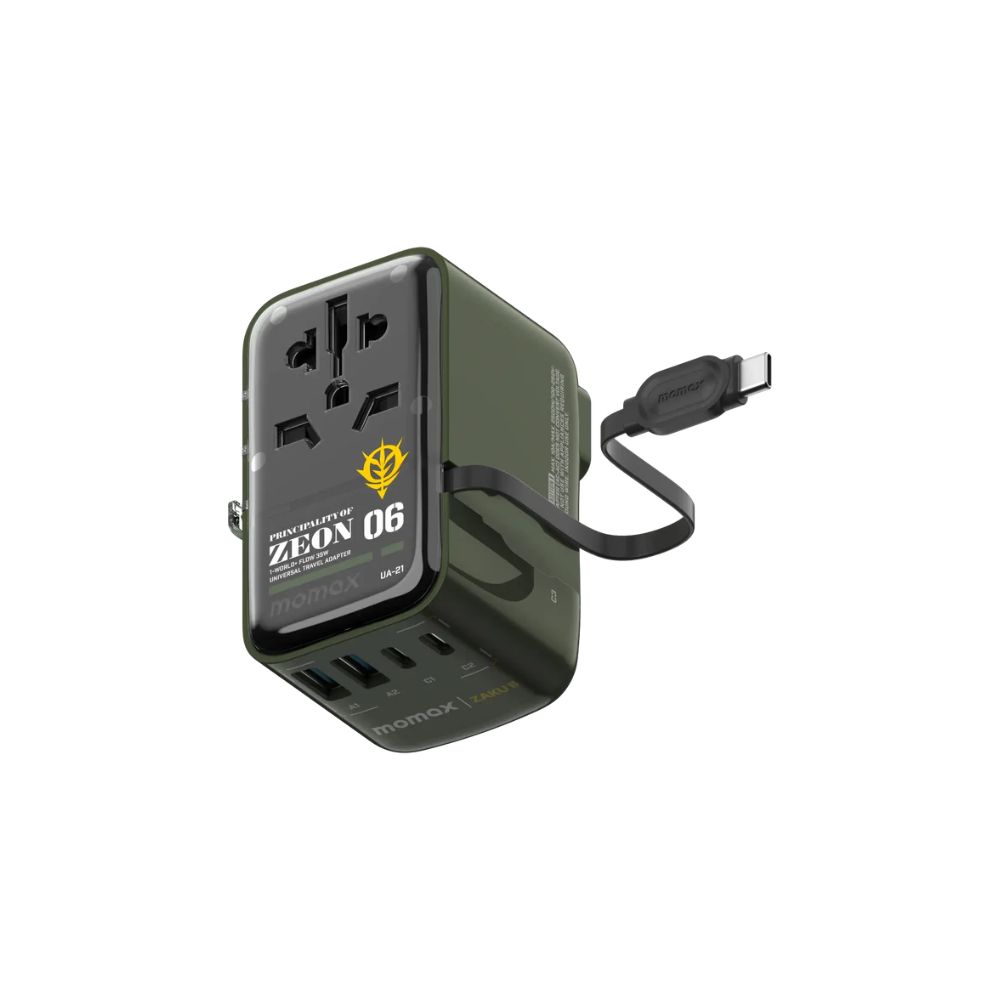 Momax x Gundam 1-World Flow 4 Port Travel Charger with Built-in Cable