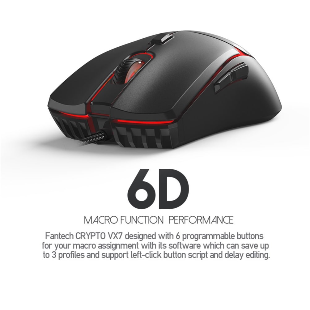 Fantech VX7 Crypto 6D Lightweight Macro Programmable Gaming Mouse (MO31)