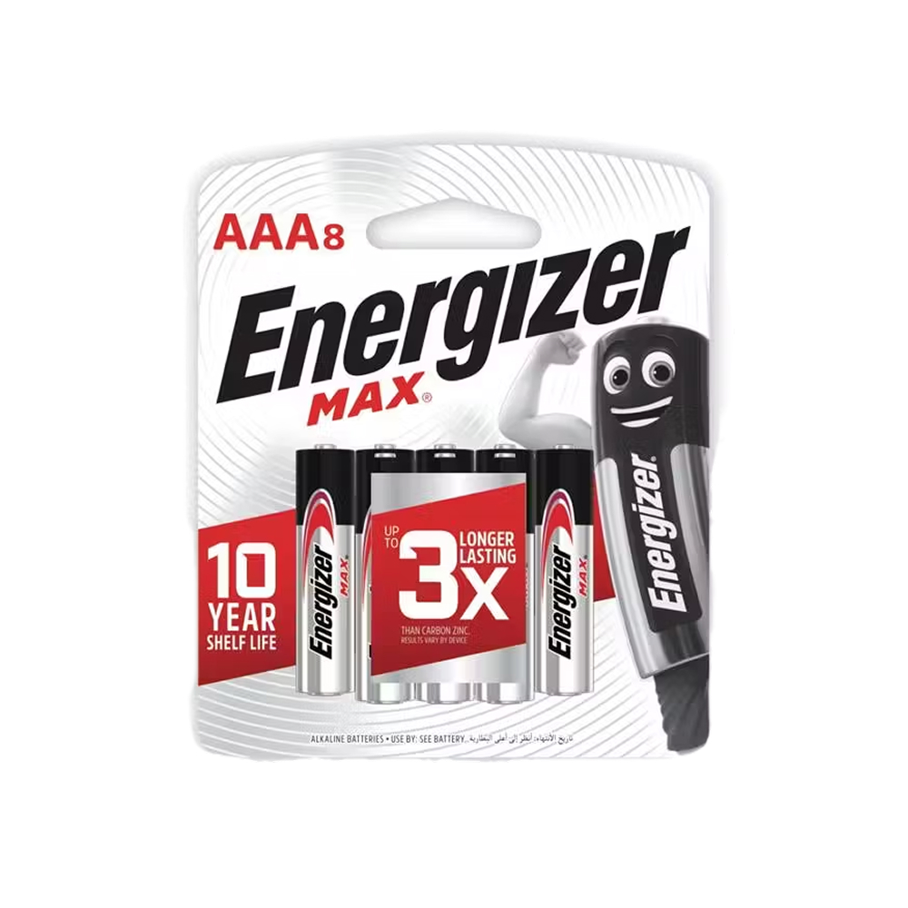 Energizer E92BP8M Max AAA Size Battery - 8pcs