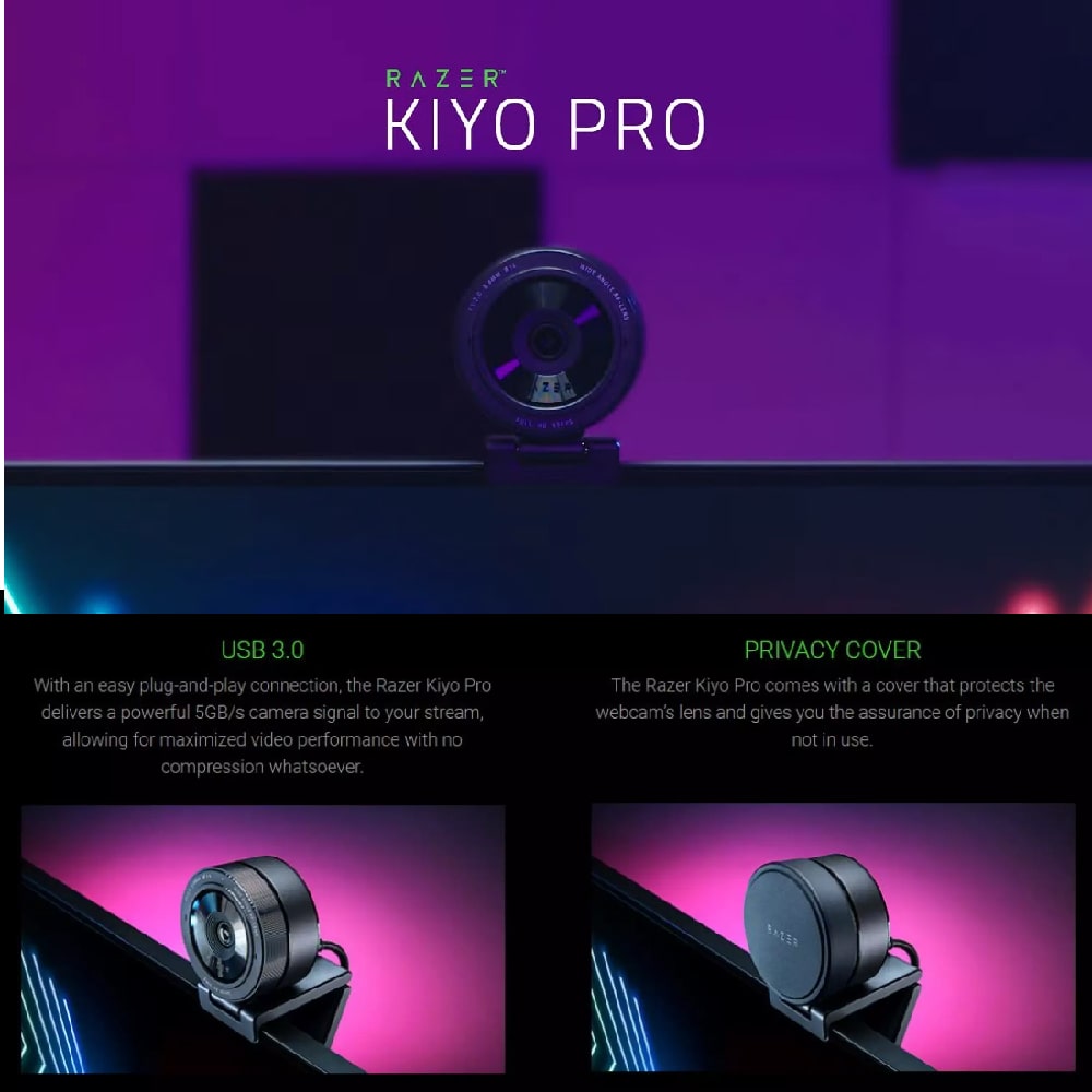 Razer Kiyo Pro 1920 x 1080 Webcam with High-Performance Adaptive