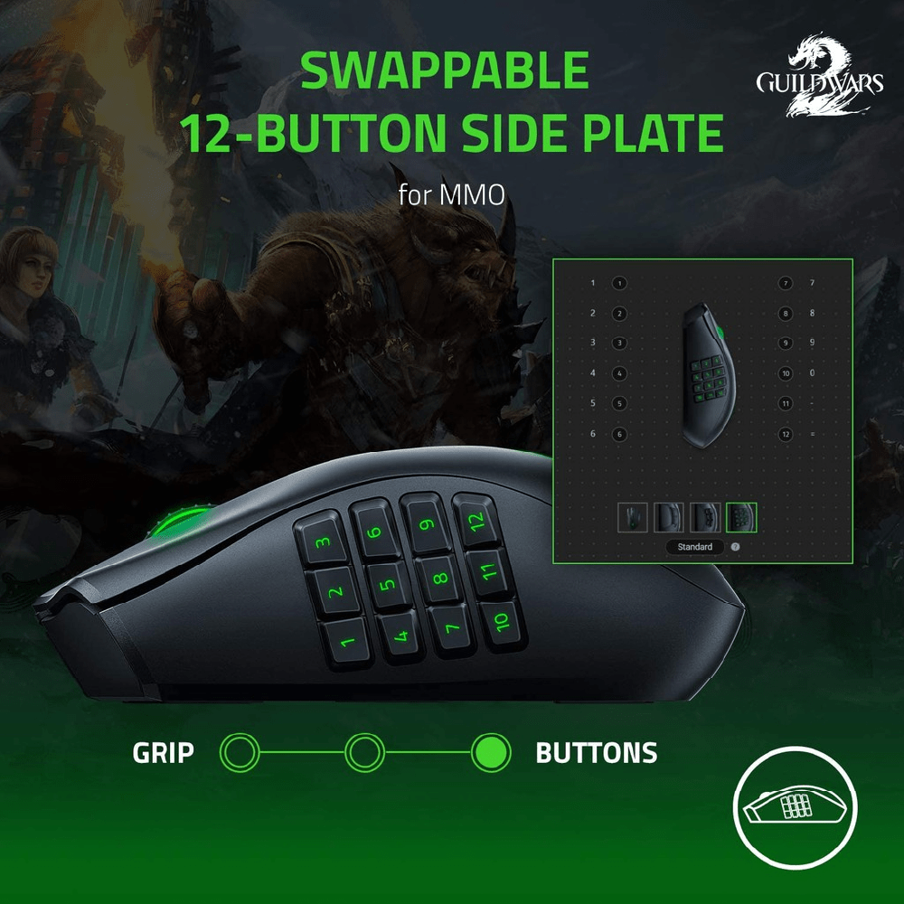 Razer Naga Pro Modular Wireless Mouse with Swappable Side Plates