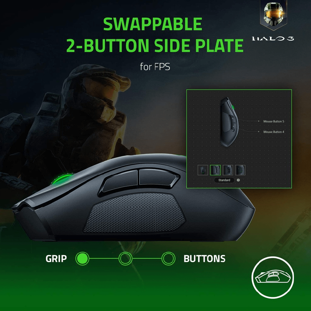 Razer Naga Pro Modular Wireless Mouse with Swappable Side Plates