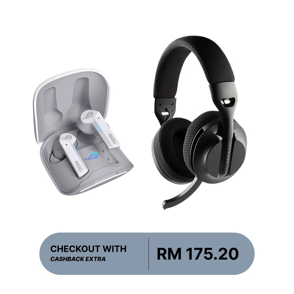 (Online Exclusive) ASUS ROG Cetra True Wireless White + Tecware Q3 Wireless Gaming Headset