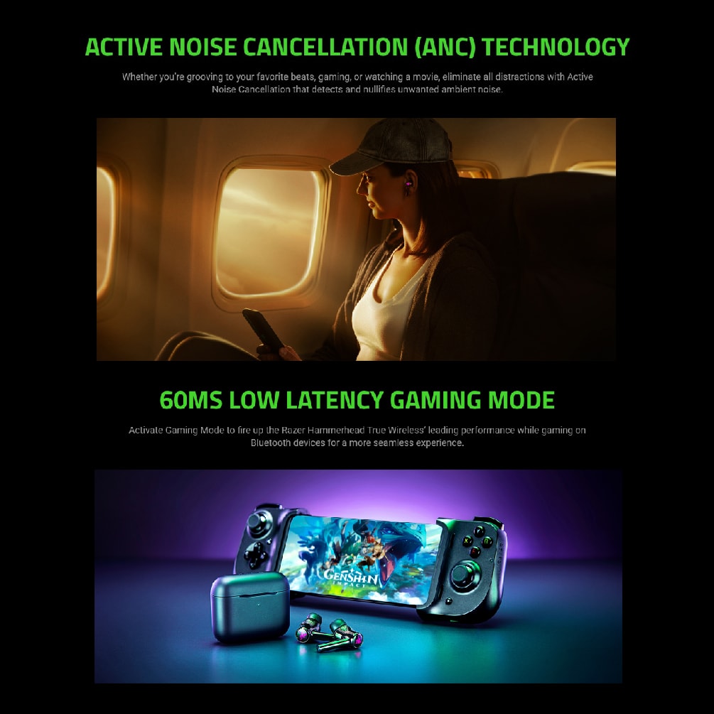 Razer Hammerhead True Wireless V2 (2021) ANC Earbuds - Razer Chroma™ RGB