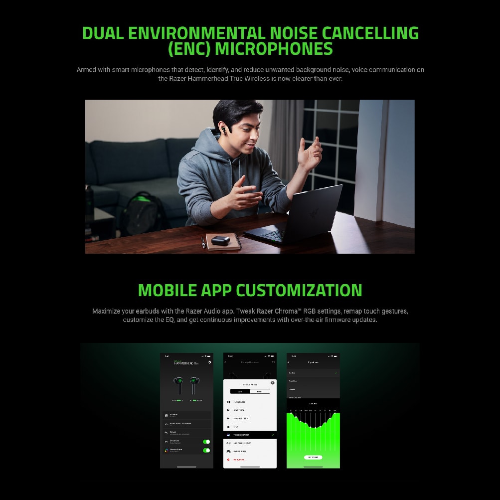 Razer Hammerhead True Wireless V2 (2021) ANC Earbuds - Razer Chroma™ RGB