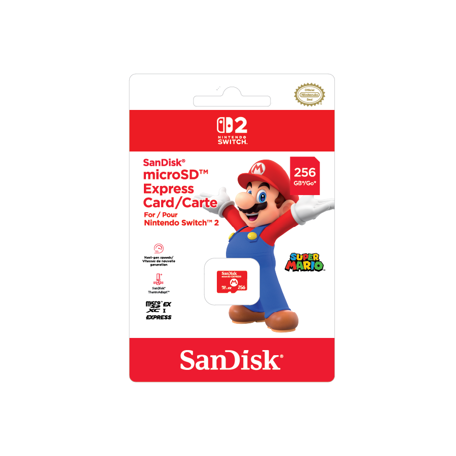 SanDisk MicroSD EXpress Nintendo Switch 2 Mario EX-I Memory Card