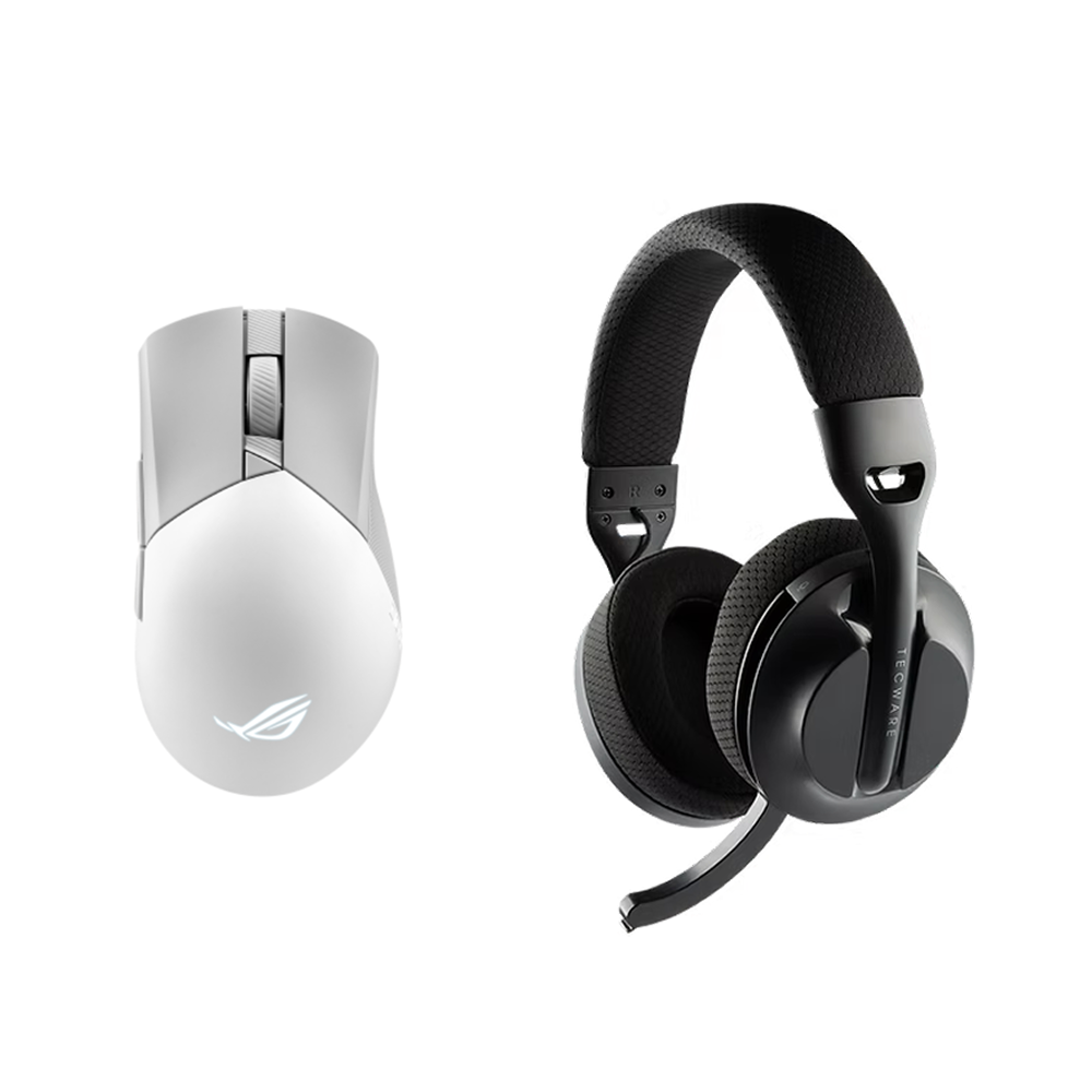 (Online Exclusive) Asus ROG P711 Gladius III Wireless AimPoint - White + Tecware Q3 Wireless Gaming Headset