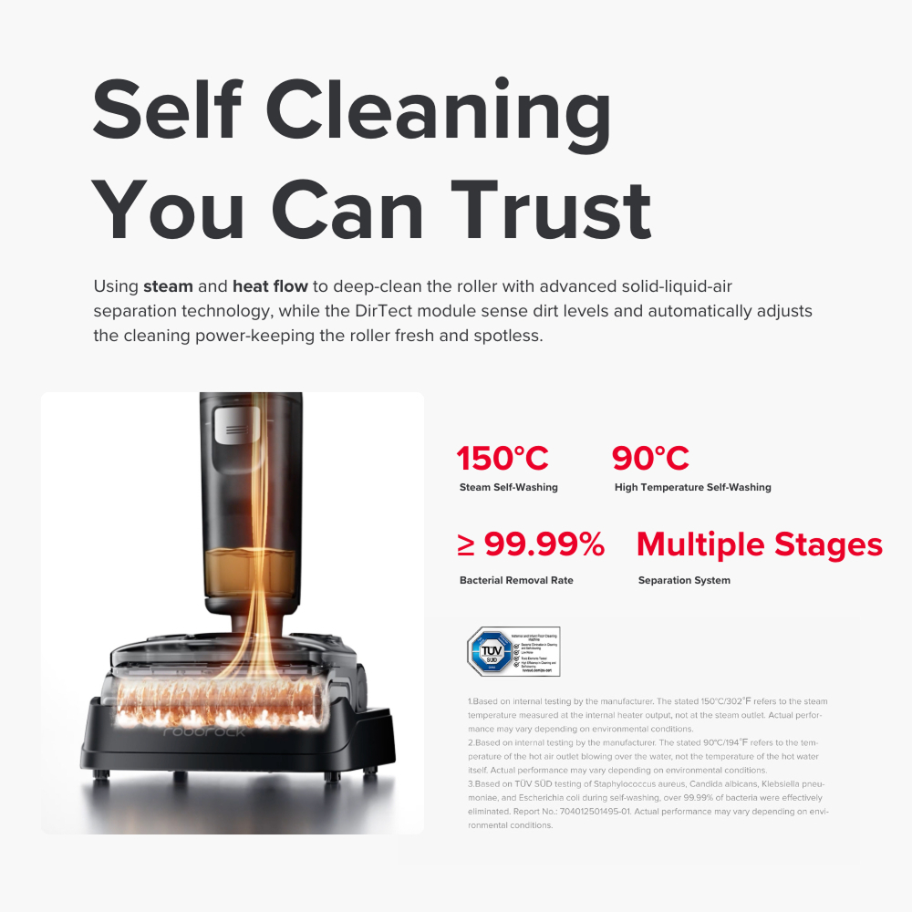 Roborock F25 Ultra Wet and Dry Vacuum | 0% Hair Tangle | 86°C Hot Water | 105°C Steam