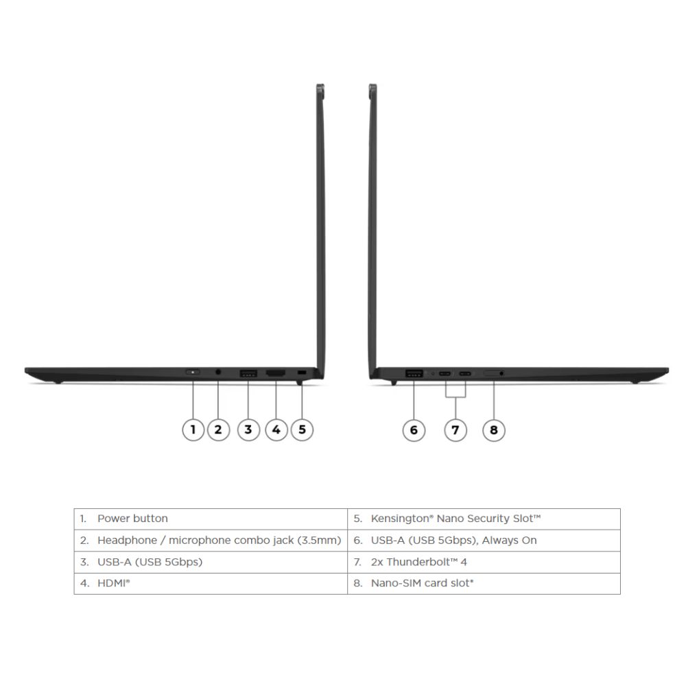 Lenovo ThinkPad X1 Carbon G13 (21NS001QMA) AI Laptop | Intel Core Ultra 7 258V
